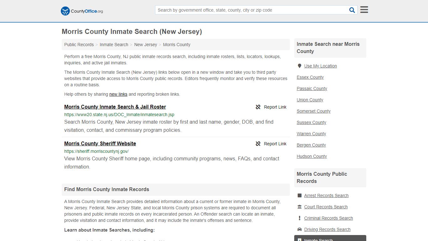 Inmate Search - Morris County, NJ (Inmate Rosters & Locators)